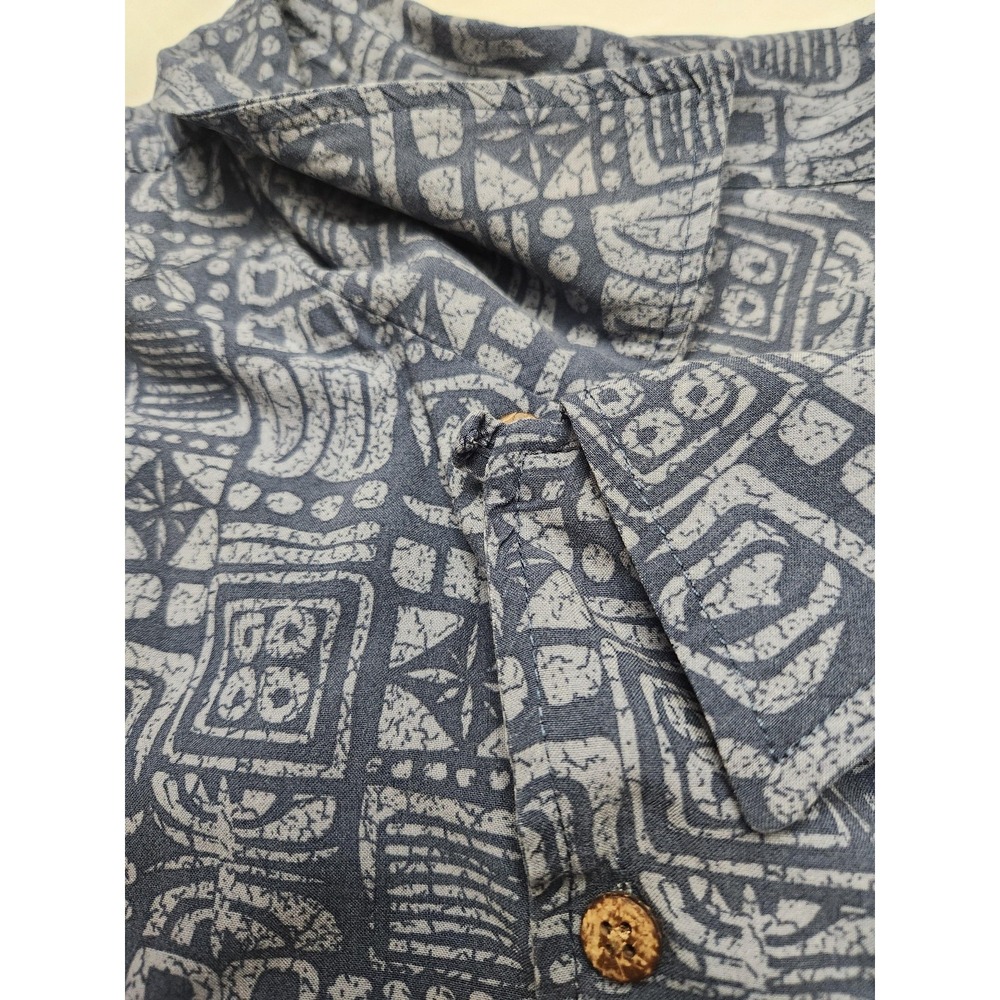 Island Passport Shirt‎ Mens 3XL Blue Gray Hawaiian Aloha Camp Rayon Button Front - Picture 3 of 11